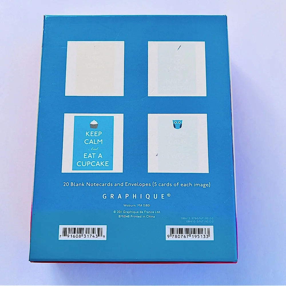 Keep Calm and Carry On Card Set 7 Blank Cards 8 Envelopes Matching Box